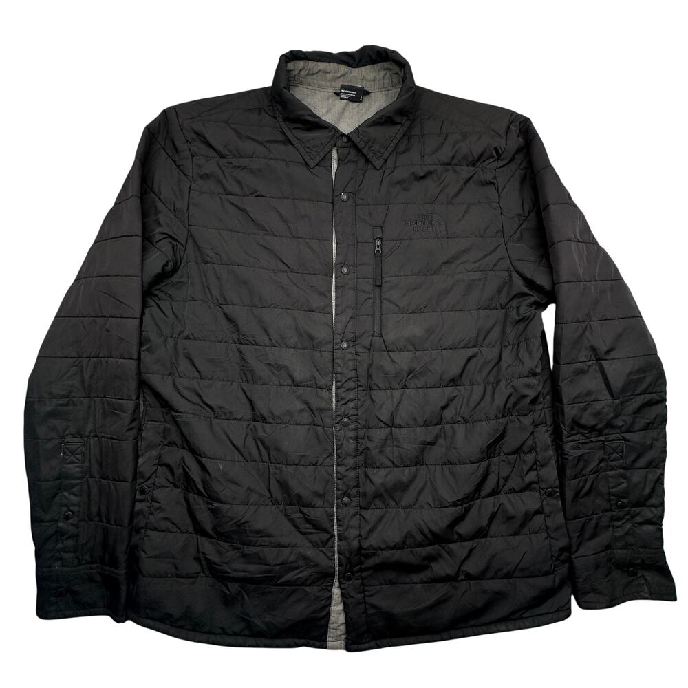 The North Face Padded Shirt Jacket Mens Large NF0A4P8G Black Puffer Snap Button